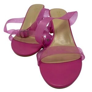 ZriEy Heels 8.5 Hot‎ Pink Clear Lucite Block Heel Barbiecore Strap Ankle Sandal